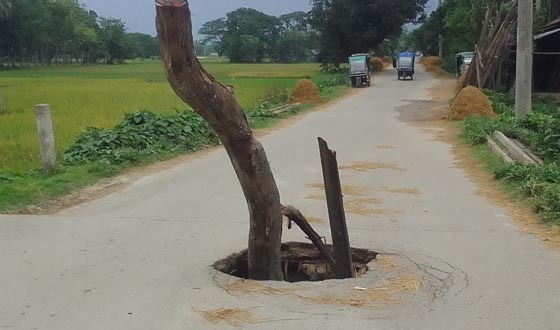 হোসেনপরে ভাঙা কালভার্ট যেন মরণফাঁদ