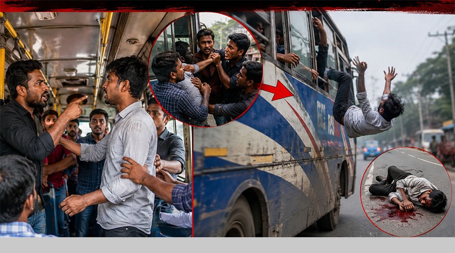 নির্ধারিত স্থানে নামা নিয়ে তর্কবিতর্ক, চলন্ত বাস থেকে ফেলে যাত্রীকে হত্যা!