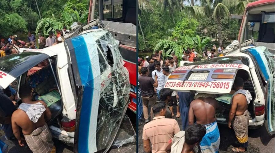 ফরিদপুরে বাস-অ্যাম্বুলেন্সের মুখোমুখি সংঘর্ষ, ৫ জনের মৃত্যু