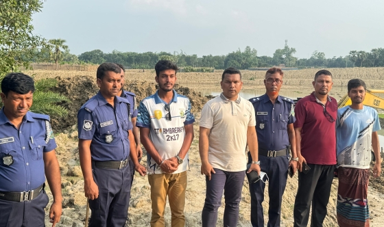 বাগমারায় অবৈধ পুকুর খনন বন্ধে ভ্রাম্যমাণ, কারাদণ্ড