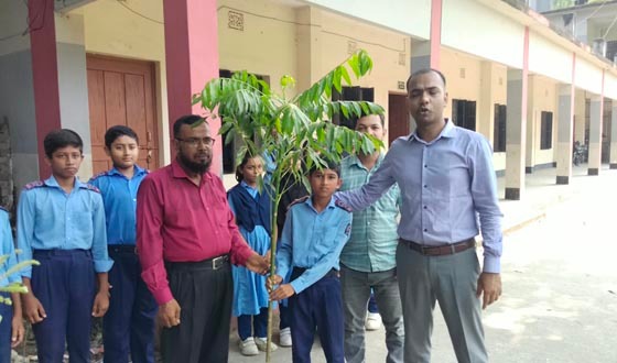 অভয়নগরে শিক্ষার্থীদের মাঝে গাছের চারা বিতরণ