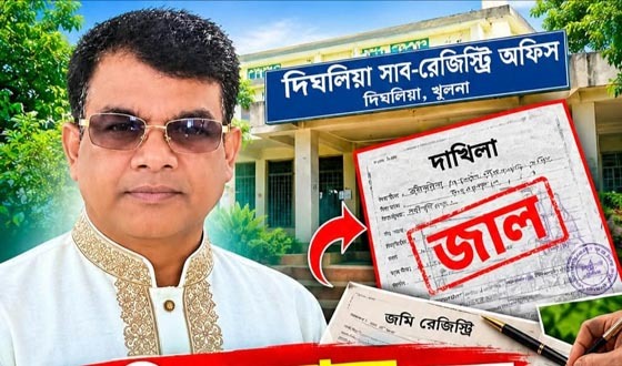 দিঘলিয়ায় জাল দাখিলা দিয়ে জমি রেজিস্ট্রির চেষ্টা, হাতেনাতে ধরা
