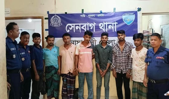 সেনবাগে পুলিশের বিশেষ অভিযান, বিভিন্ন মামলায় গ্রেফতার ৭