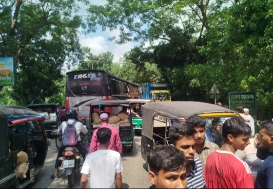বাবুগঞ্জে বাসচাপায় মাদ্রাসার সহকারী মৌলভী নিহত, শিক্ষার্থীদের মহাসড়ক অবরোধ