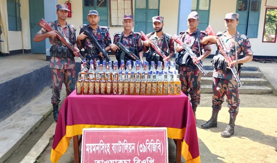 ঝিনাইগাতী সীমান্তে ভারতীয় মদ জব্দ
